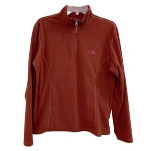 THE NORTH FACE QUARTER ZIP FLEECE PULL OVER WOMEN’S SIZE XL/TG RUST.